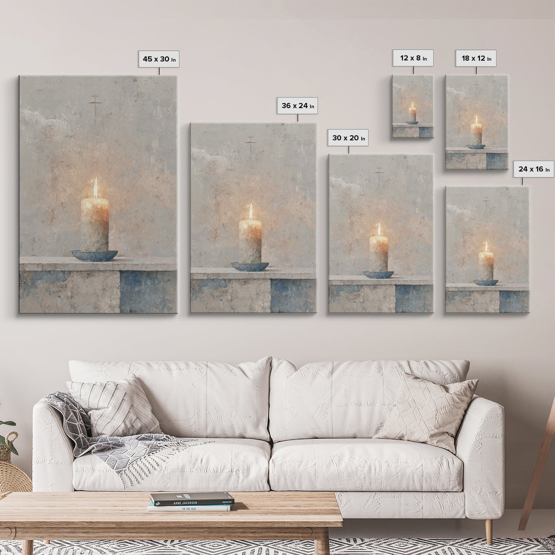 Quiet Prayer Flame, Framed Canvas Print, Christian Art Print, Christian Wall Art, Christian Decoration, Christian Gift Ideas, Subtle Christ