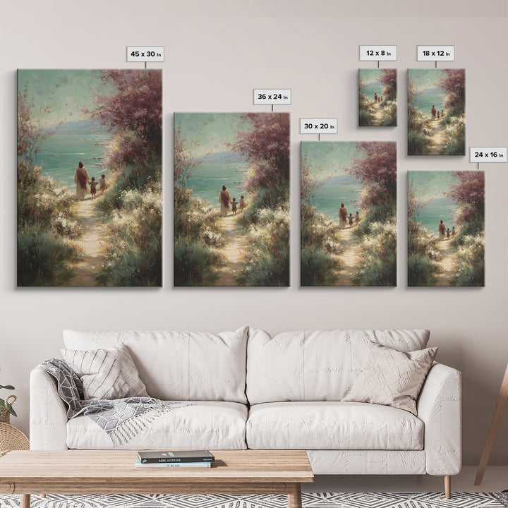 Shoreline Grace, Framed Canvas Print, Christian Wall Art, Jesus Painting, Christian Art Canvas, Christian Gift Ideas