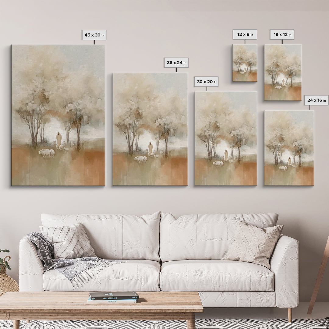 Blooming Shepherd Path | Framed Canvas Print | Christian Art Canvas | Christian Wall Art | Christian Art Gift | Jesus Painting | Subtle Chr