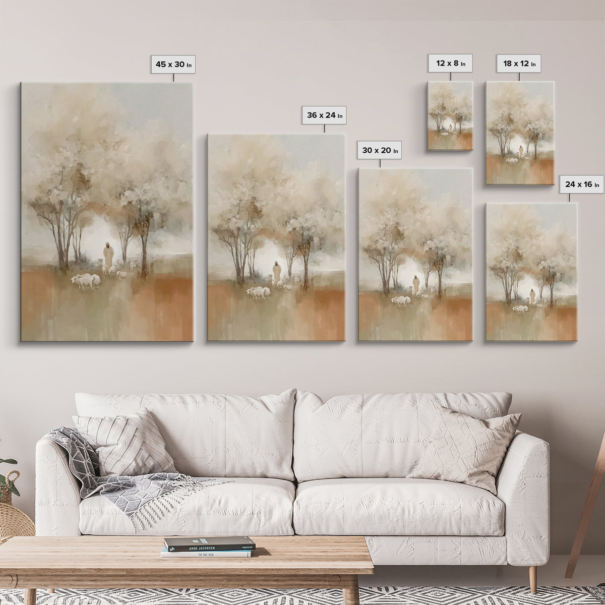 Blooming Shepherd Path | Framed Canvas Print | Christian Art Canvas | Christian Wall Art | Christian Art Gift | Jesus Painting | Subtle Chr