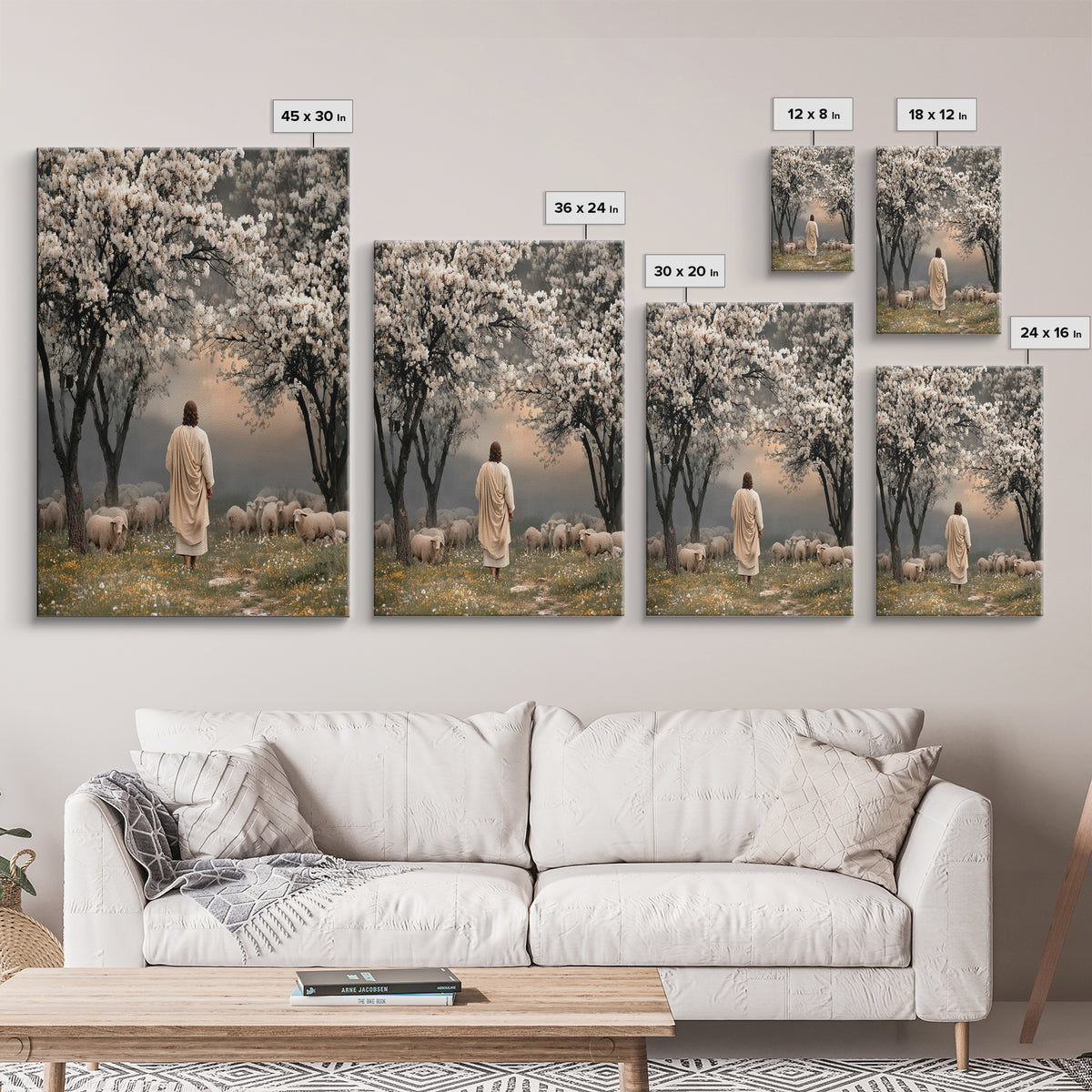 Springtime Shepherd Calm, Framed Canvas Print, Christian Wall Art, Christian Art Canvas, Christian Art Gift, Jesus Painting, Christian Pain