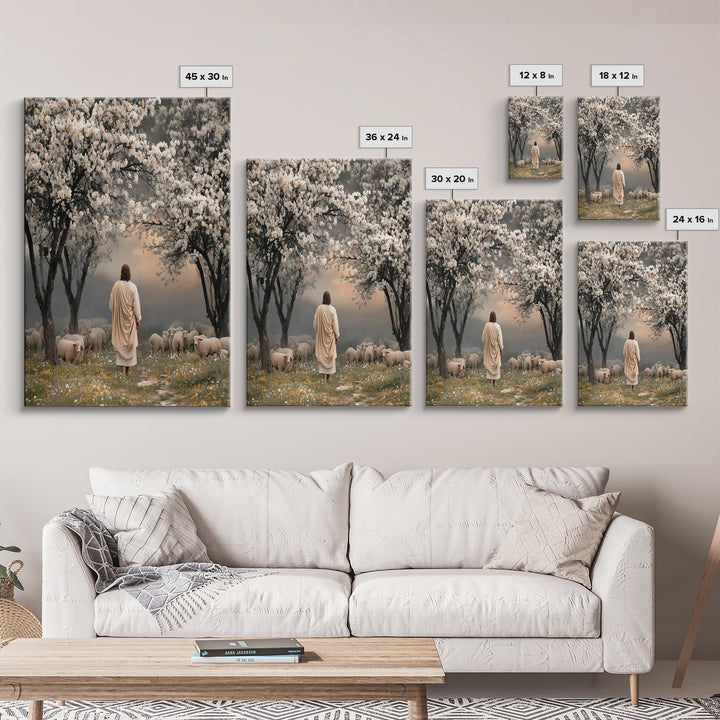 Springtime Shepherd Calm, Framed Canvas Print, Christian Wall Art, Christian Art Canvas, Christian Art Gift, Jesus Painting, Christian Pain