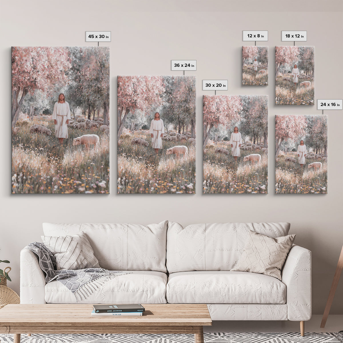 Pasture Of Hope | Framed Canvas Print | Jesus Painting | Christian Wall Art | Christian Art Canvas | Christian Gift | Modern Christian Art