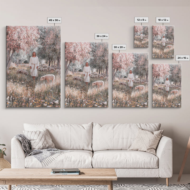 Pasture Of Hope | Framed Canvas Print | Jesus Painting | Christian Wall Art | Christian Art Canvas | Christian Gift | Modern Christian Art