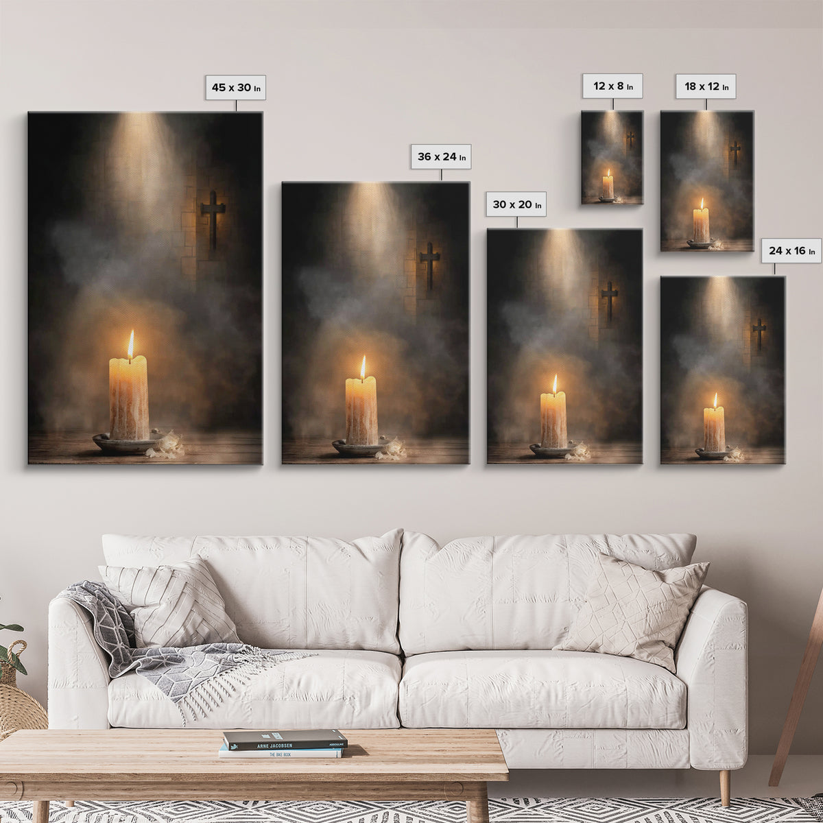 Sanctuary Candle – Framed Canvas Print – Christian Wall Art – Christian Art – Christian Decor – Moody Christian Art – Christian Christmas A