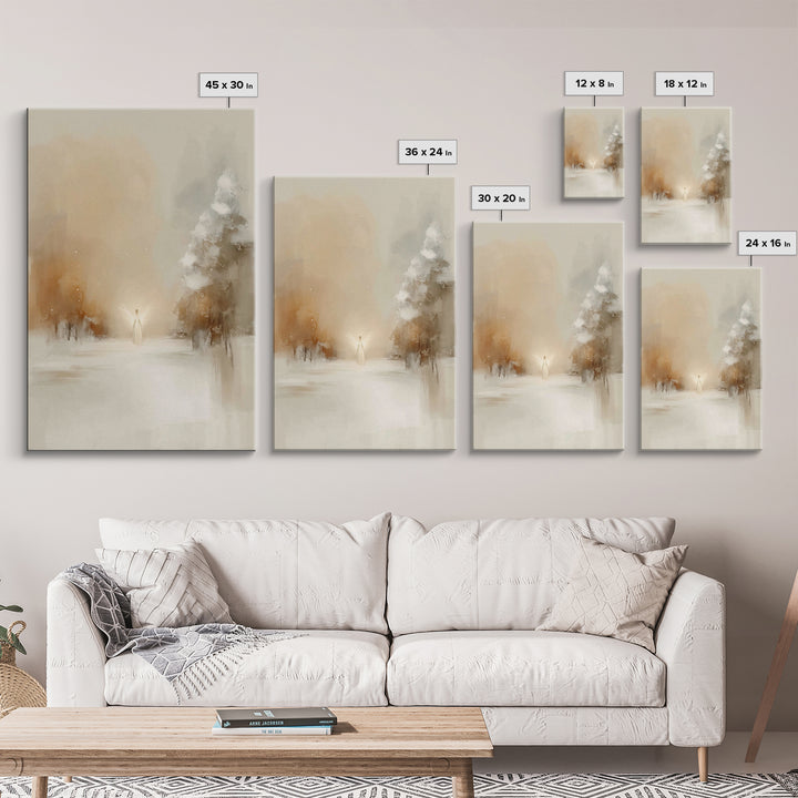 Winter Angel Light – Framed Canvas Print – Christian Wall Art – Christian Art Canvas – Christmas Art – Subtle Christian Art – Christian Gif