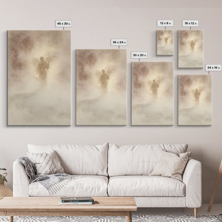 Shepherd In The Mist – Framed Canvas Print – Christian Art Canvas – Vintage Christian Art – Christian Wall Art – Subtle Christian Art – Chr