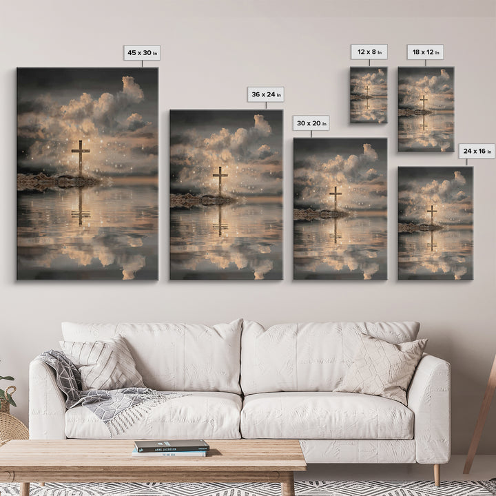 Dawn Of The Cross – Framed Canvas Print – Christian Art Canvas – Minimalist Christian Art – Christian Wall Art – Christian Decor – Subtle C