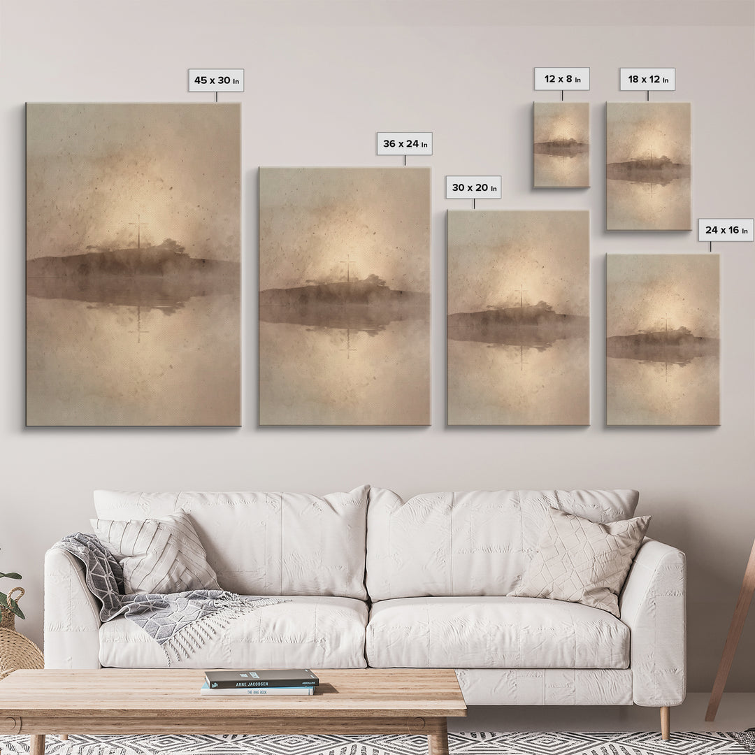 Eternal Crosslight – Framed Canvas Print – Christian Wall Art – Christian Art Canvas – Moody Christian Art – Vintage Christian Art – Christ