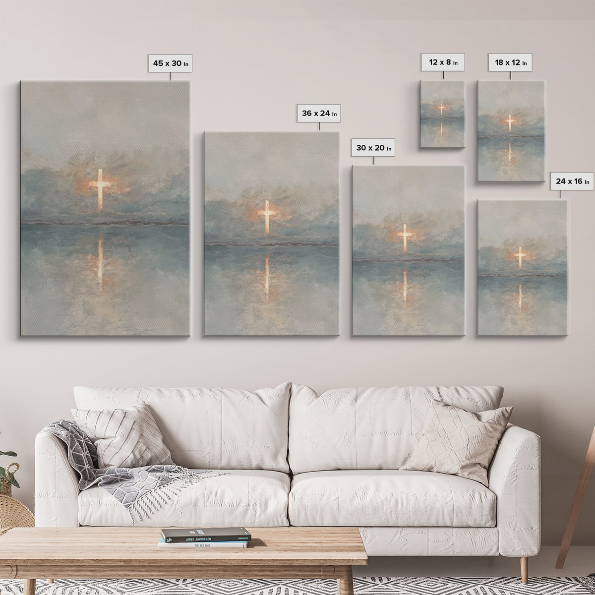 Radiant Cross Sky – Framed Canvas Print – Christian Wall Art – Christian Art Canvas – Minimalist Christian Art – Subtle Christian Art – Chr