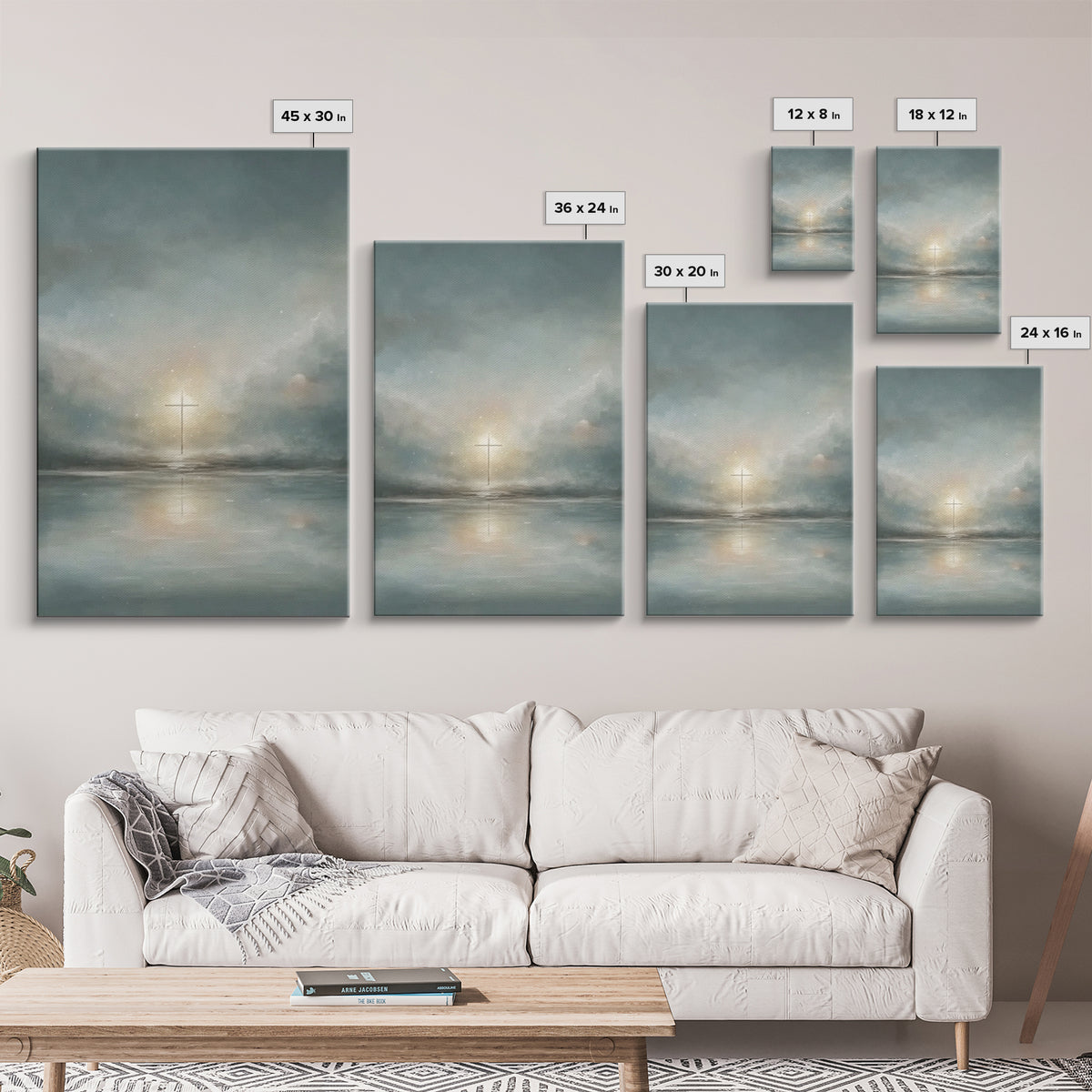 Calm Morning Cross – Framed Canvas Print – Christian Art Canvas – Christian Wall Art – Minimalist Christian Art – Subtle Christian Art – Ch