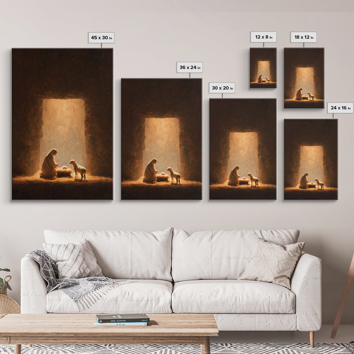 Humble Nativity – Framed Canvas Print – Christian Art Canvas – Christian Wall Art – Christmas Art – Christian Christmas Art – Christian Dec