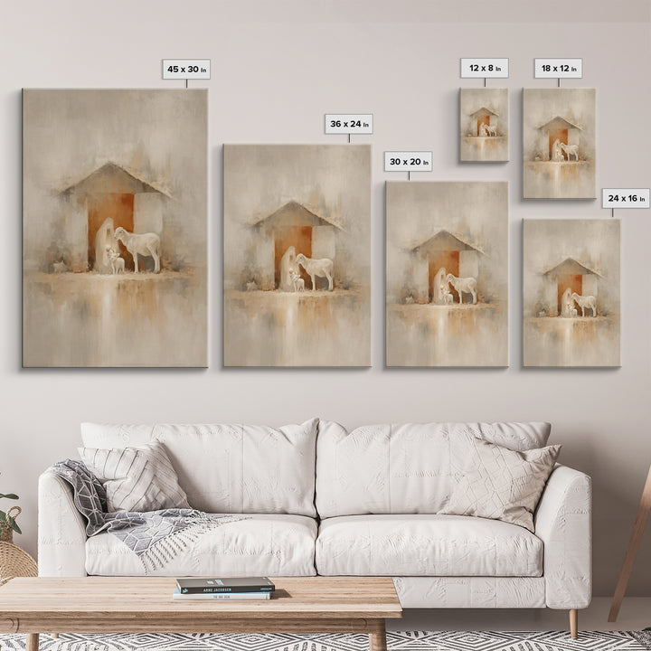Humble Stable Grace | Framed Canvas Print | Christian Christmas Art | Christian Wall Art | Jesus Christmas Art | Christian Art Canvas