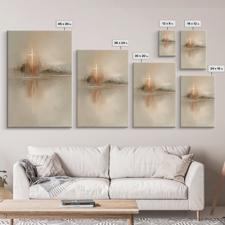 Reflected Hope Cross – Framed Canvas Print – Christian Wall Art – Abstract Christian Art – Christian Art Canvas – Christian Decor