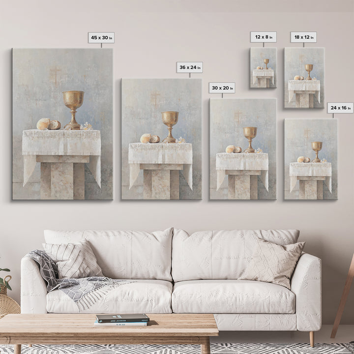 Sacred Communion Table, Framed Canvas Print, Christian Wall Art, Christian Art Painting, Christian Decor For Home, Christian Gift Ideas