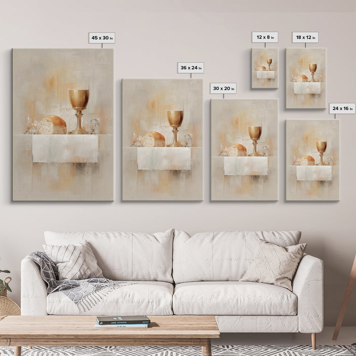 Holy Offering Light, Framed Canvas Print, Christian Wall Art, Minimalist Christian Art, Christian Art Print, Subtle Christian Paintings