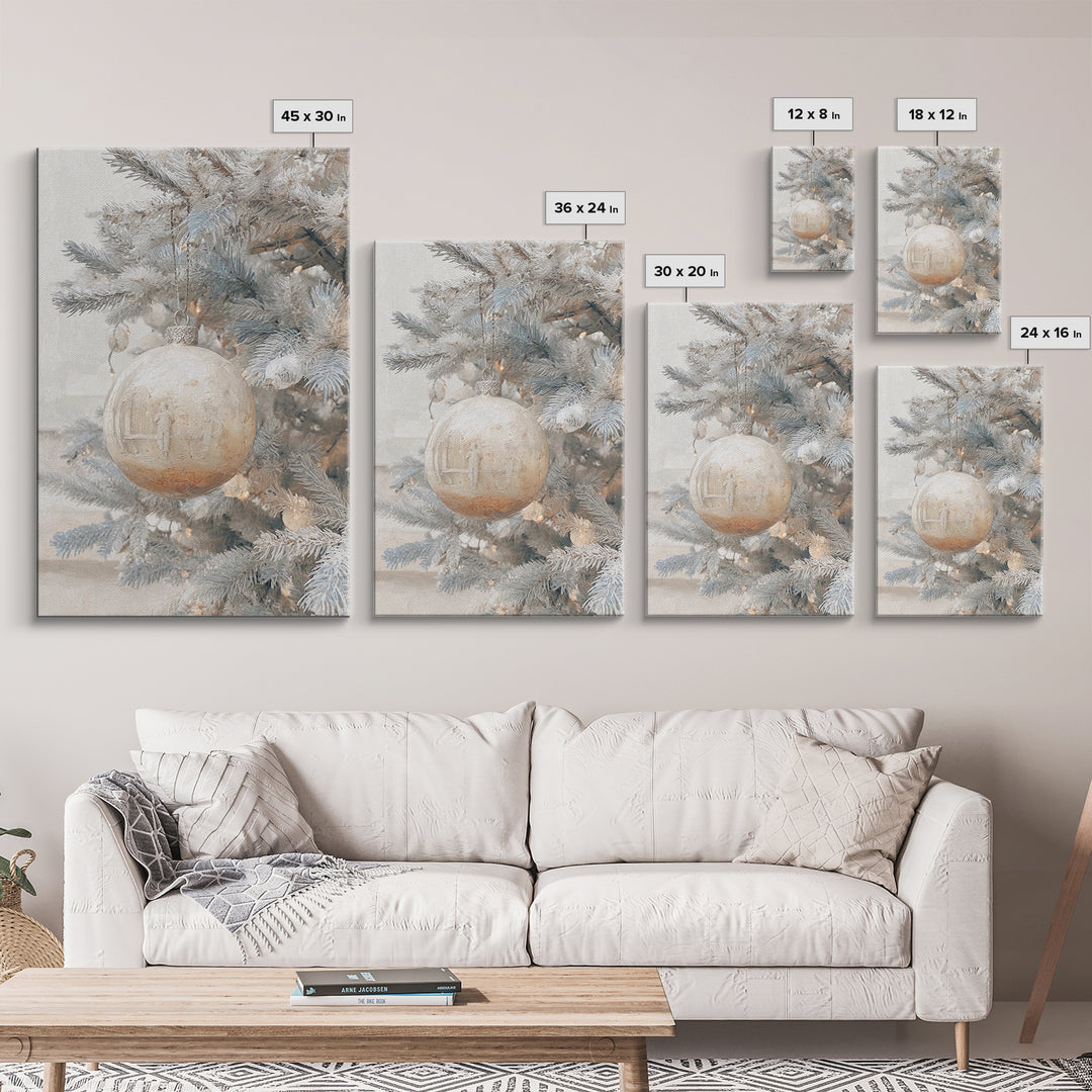 Winter Nativity Sphere – Framed Canvas Print – Christmas Art Prints – Christian Christmas Art – Framed Christmas Wall Art – Christian Decor