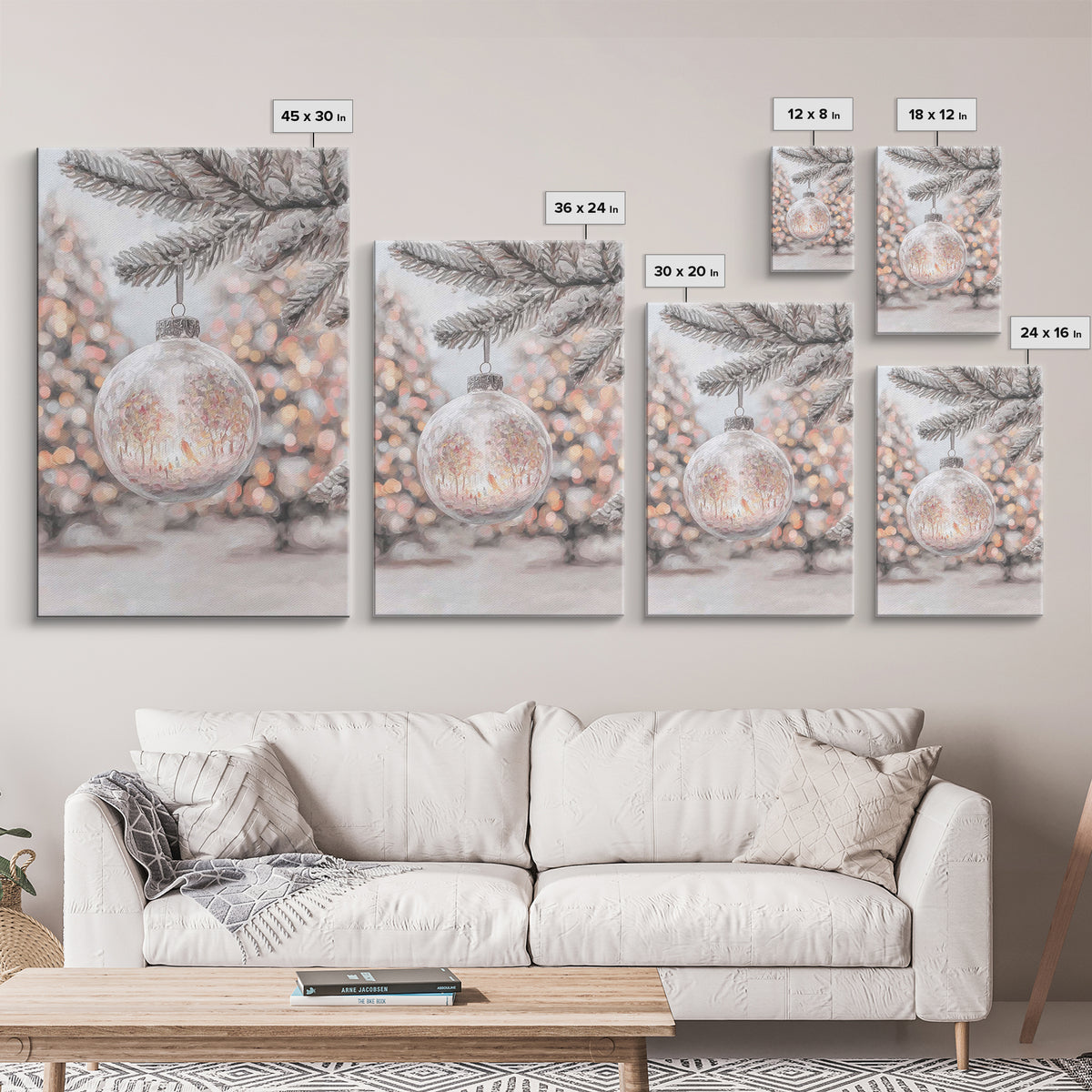 Snowlit Garden Globe – Framed Canvas Print – Christmas Art Prints – Christian Wall Art – Winter Christian Art – Christmas Decor – Christian