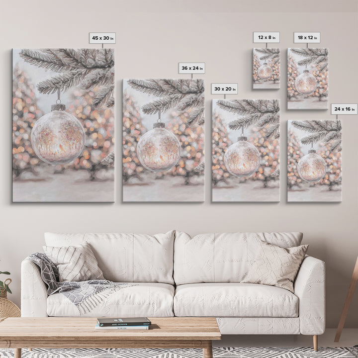 Snowlit Garden Globe – Framed Canvas Print – Christmas Art Prints – Christian Wall Art – Winter Christian Art – Christmas Decor – Christian