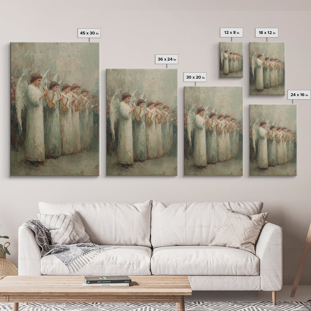 Angel Choir Light – Framed Canvas Print – Christian Art Canvas – Angel Art – Christian Painting – Christian Wall Art – Vintage Christian Ar