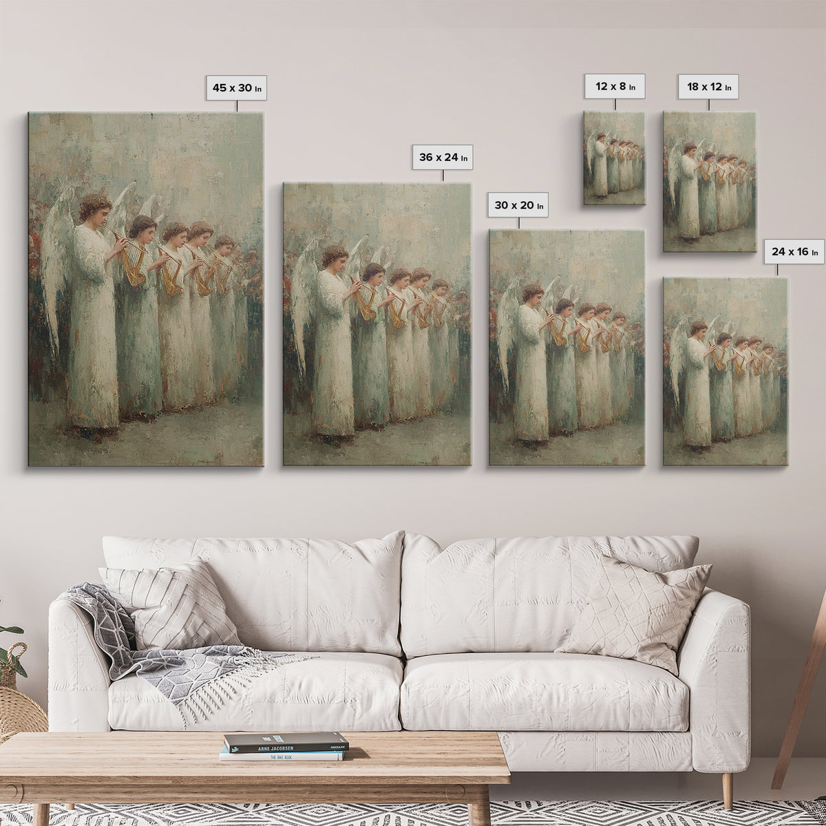 Angel Choir Light – Framed Canvas Print – Christian Art Canvas – Angel Art – Christian Painting – Christian Wall Art – Vintage Christian Ar