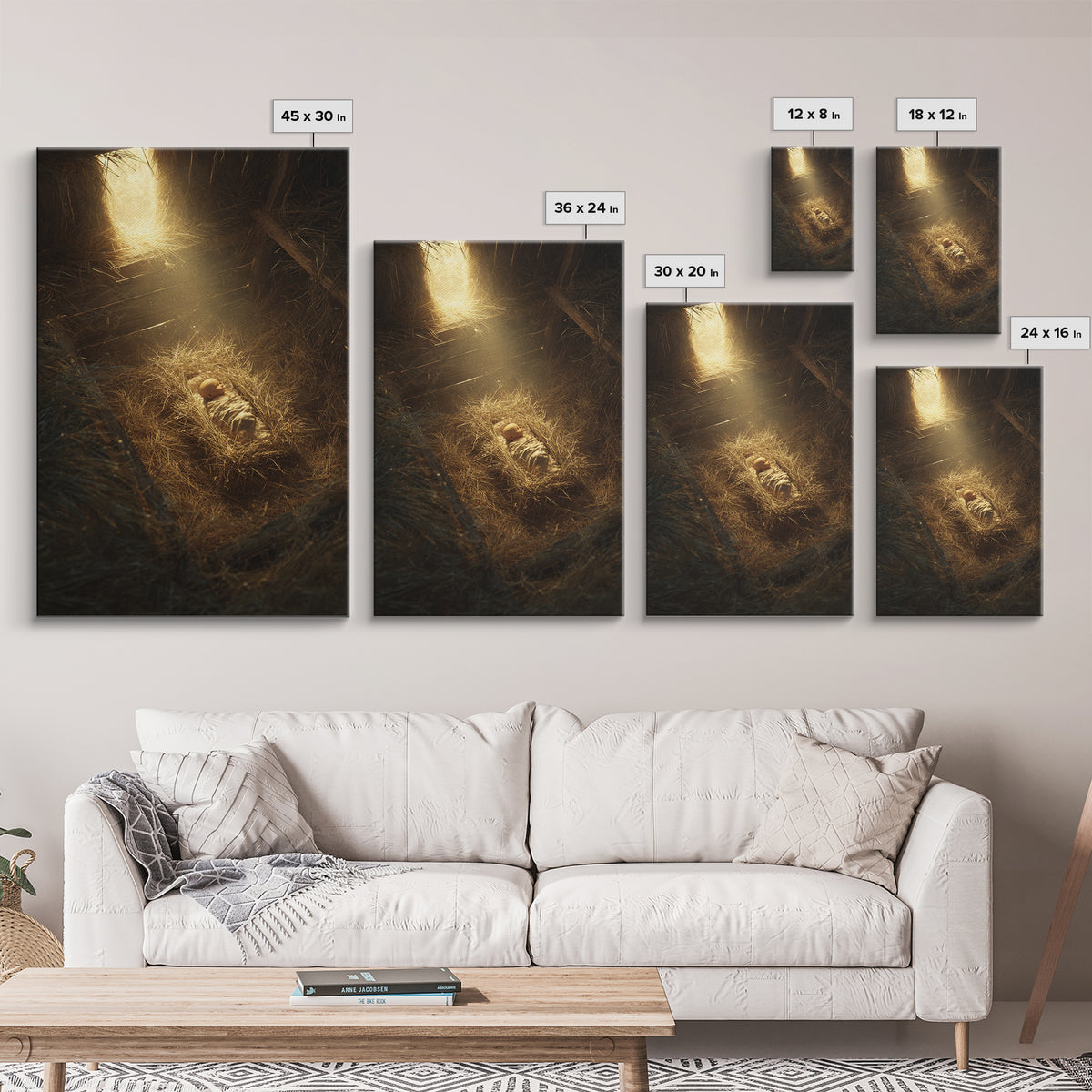 Holy Manger Light – Framed Canvas Print – Christian Christmas Art – Christian Wall Art – Christian Art Canvas – Christian Decor – Christian