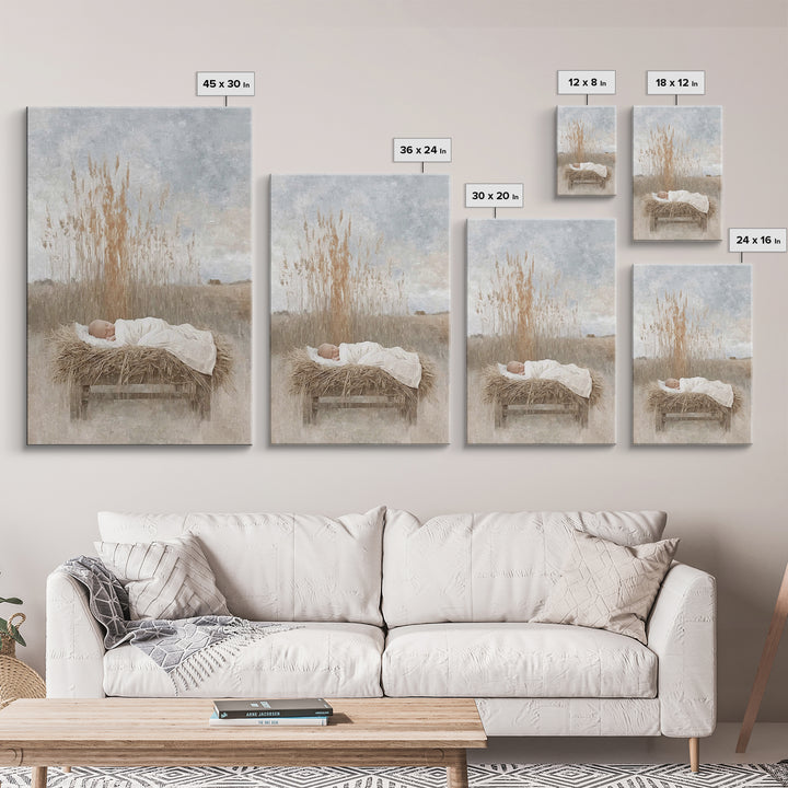 Peaceful Nativity Field | Framed Canvas Print | Christian Art Canvas | Christian Christmas Art | Christian Wall Art | Christian Gift | Chri