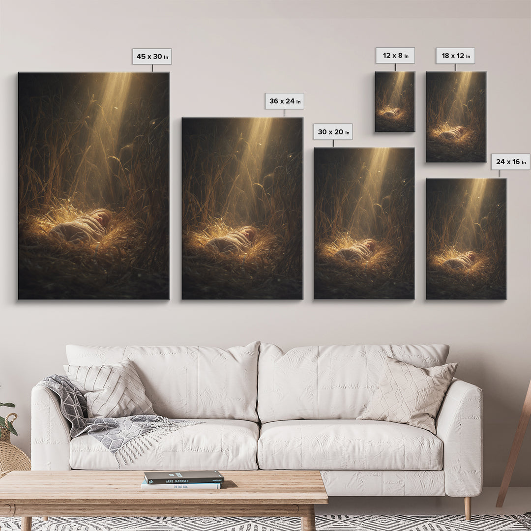 Divine Arrival, Framed Canvas Print, Christian Art Canvas, Christian Christmas Art, Christian Wall Art, Christian Gift, Christian Decor