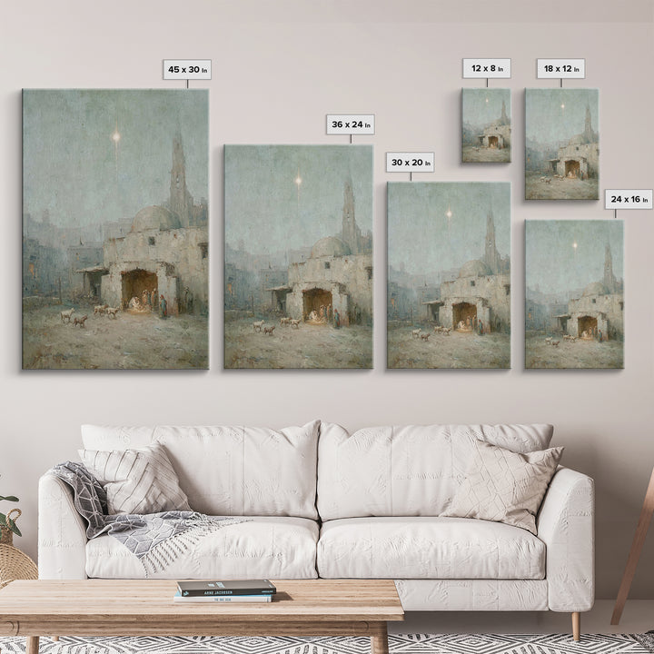Bethlehem Evening | Framed Canvas Print | Christian Christmas Art | Christian Wall Art | Christian Art Canvas | Christian Decor | Christian