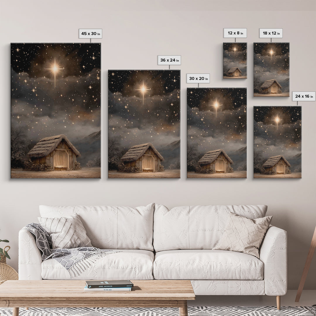 Holy Night Star, Framed Canvas Print, Christian Art Canvas, Christian Wall Art, Jesus Christmas Art, Christmas Art Prints, Christian Decor