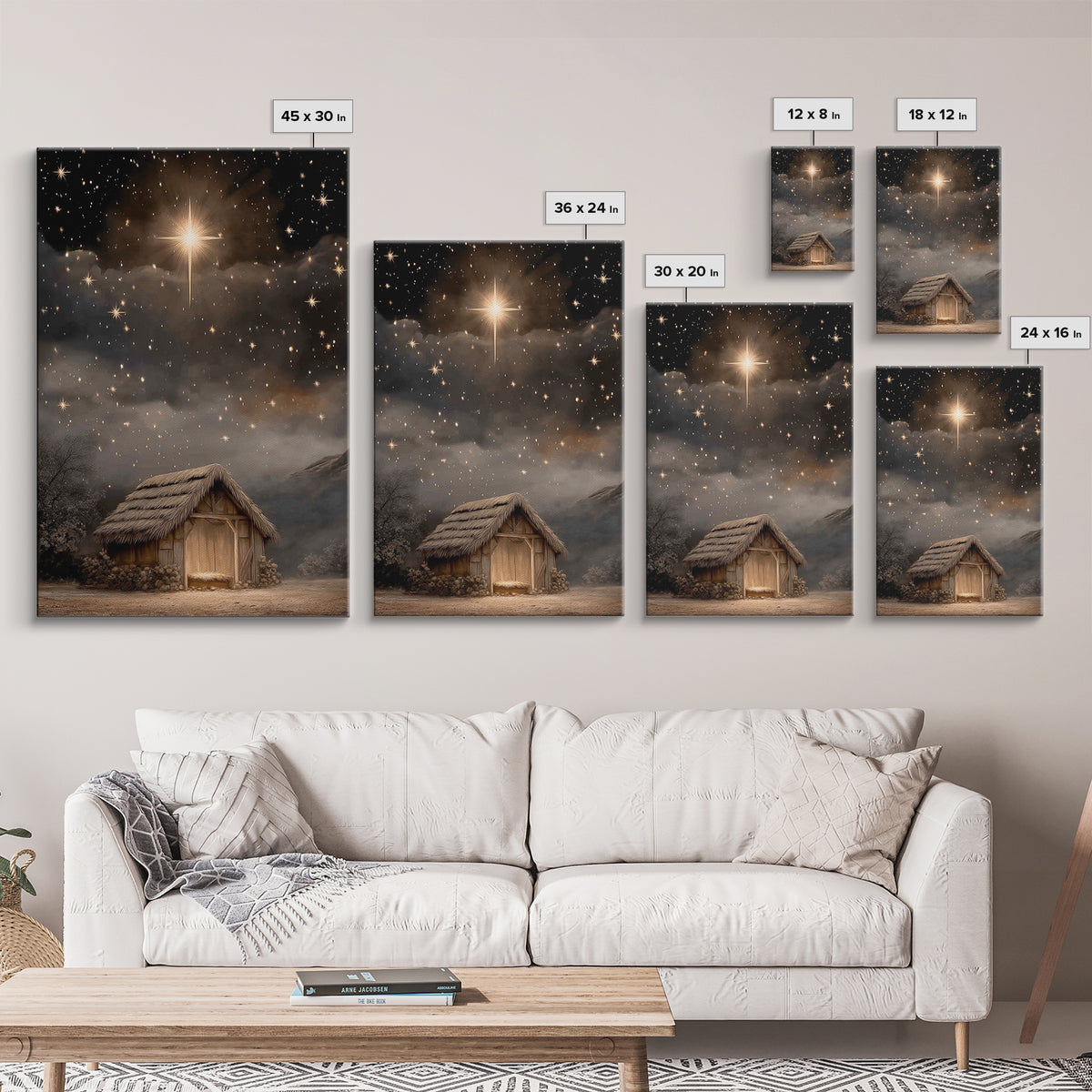 Holy Night Star, Framed Canvas Print, Christian Art Canvas, Christian Wall Art, Jesus Christmas Art, Christmas Art Prints, Christian Decor
