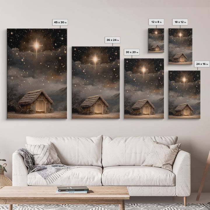 Holy Night Star, Framed Canvas Print, Christian Art Canvas, Christian Wall Art, Jesus Christmas Art, Christmas Art Prints, Christian Decor