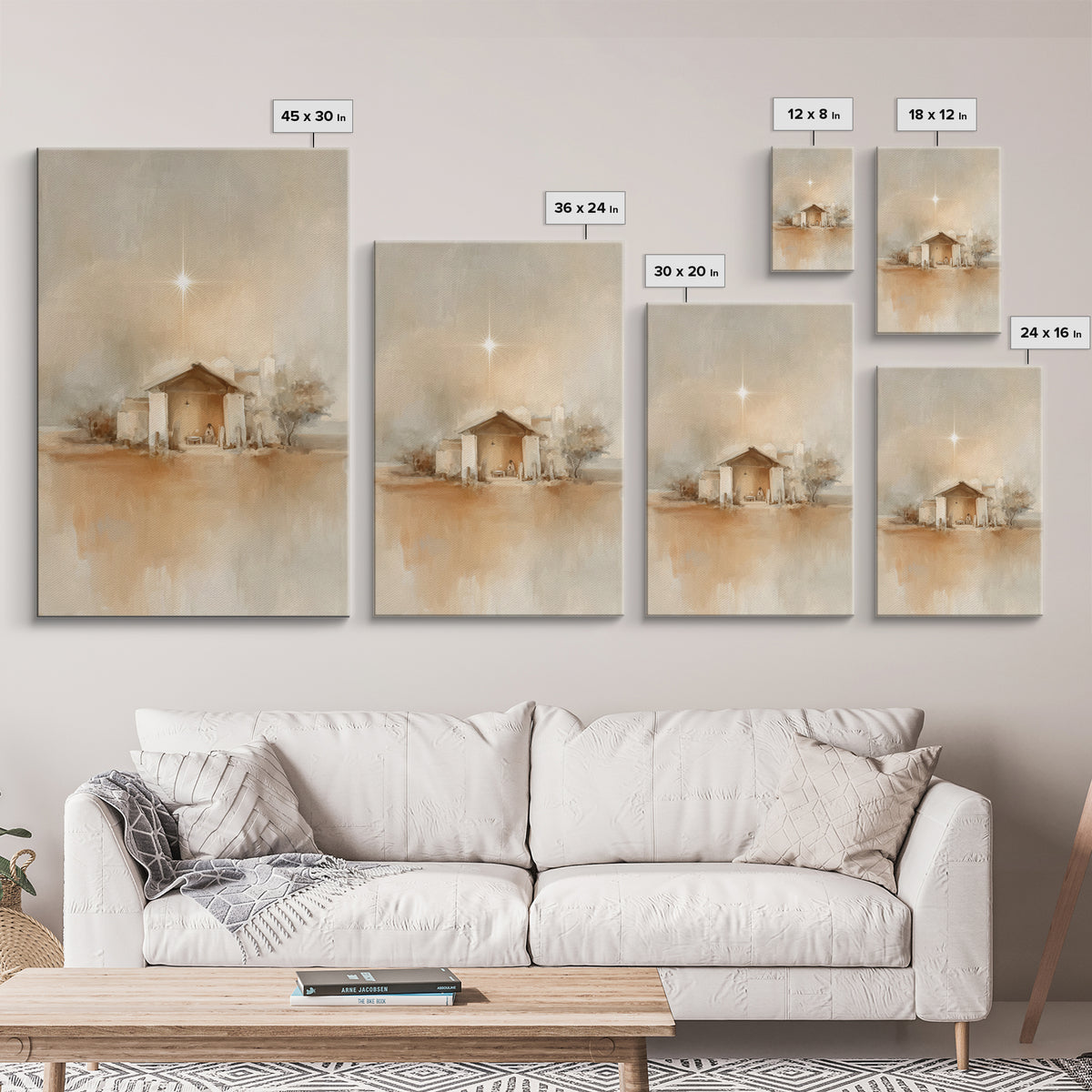 Sacred Shelter | Framed Canvas Print | Christian Wall Art | Christian Christmas Art | Jesus Painting | Modern Christian Art | Christmas Can