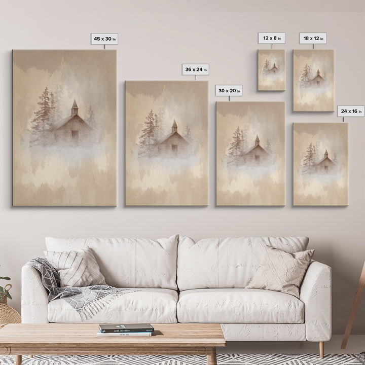 Silent Church | Framed Canvas Print | Vintage Christmas Art | Christian Wall Art | Christian Art Print | Christmas Wall Art | Christian Dec