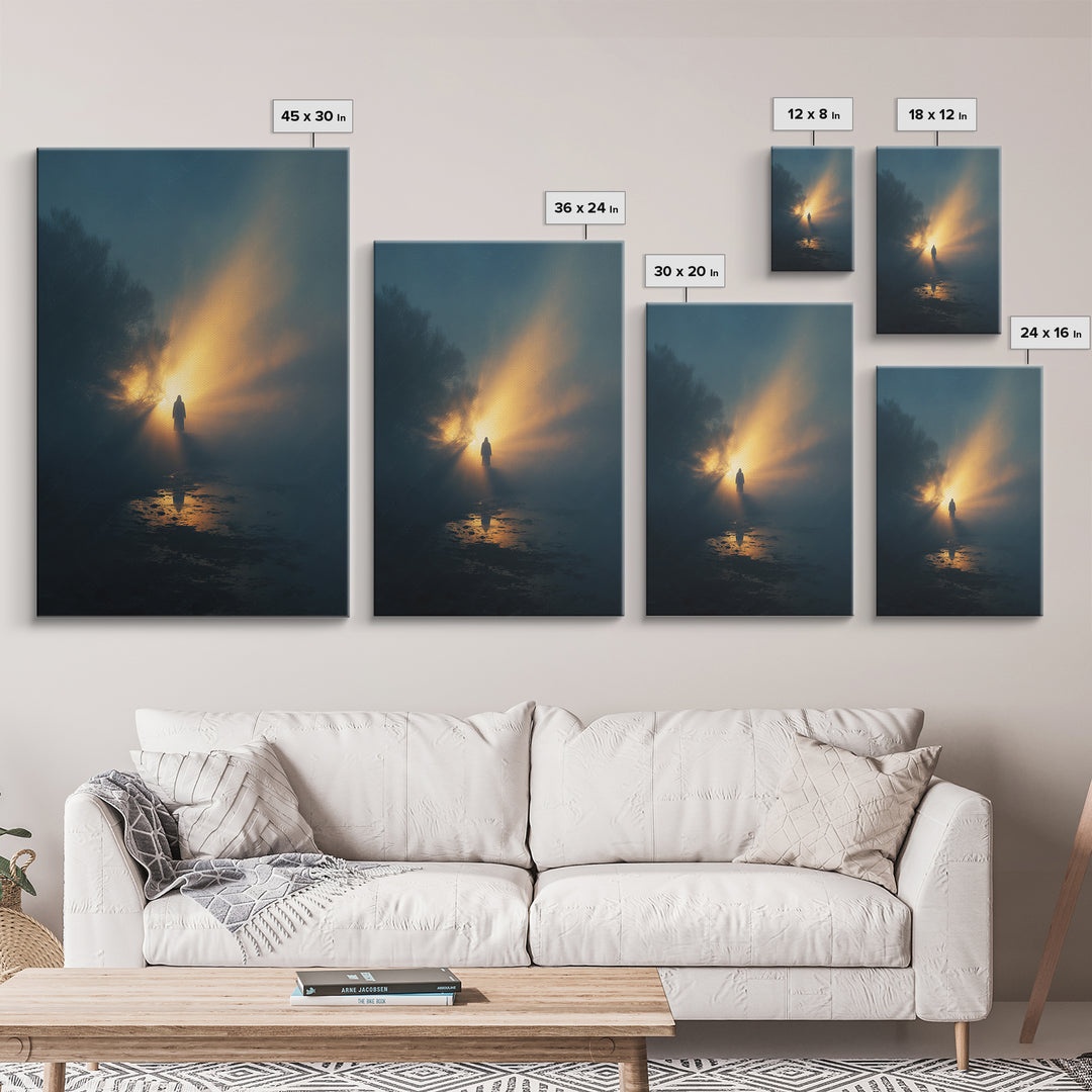 Light Of Hope | Framed Canvas Print | Jesus Painting | Christian Wall Art | Moody Christian Art | Christian Gift Ideas