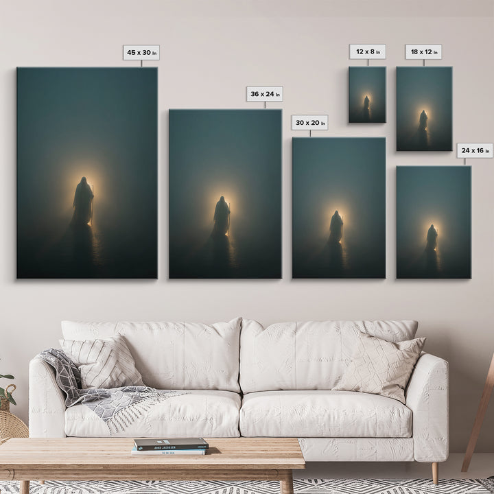 He Walks Near, Framed Canvas Print, Christian Art Print, Jesus Painting, Christian Wall Art, Minimalist Christian Art, Christian Decor