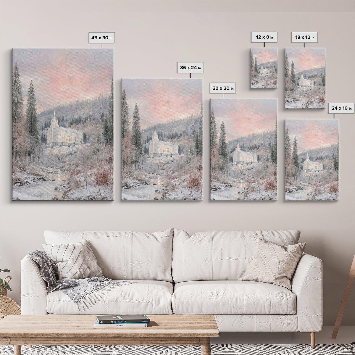 Winter Chapel Light – Framed Canvas Print – Christian Wall Art – Christian Art Canvas – Christmas Art – Christian Christmas Art