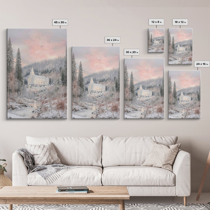 Winter Chapel Light – Framed Canvas Print – Christian Wall Art – Christian Art Canvas – Christmas Art – Christian Christmas Art