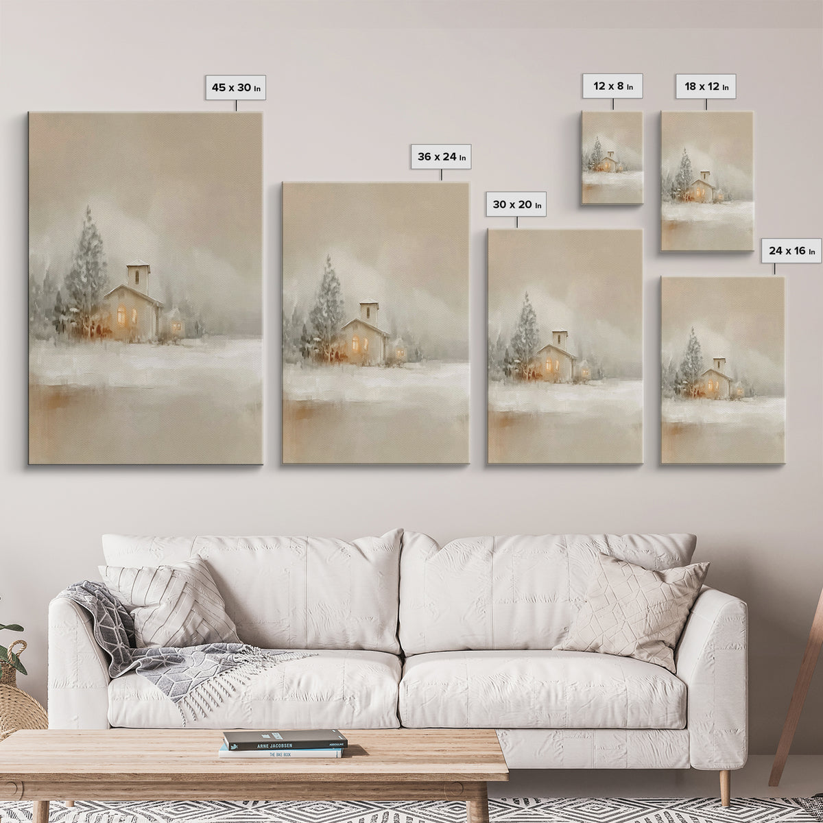 Snowy Church Calm | Framed Canvas Print | Christian Wall Art | Christian Art Canvas | Christmas Art | Christian Christmas Decor