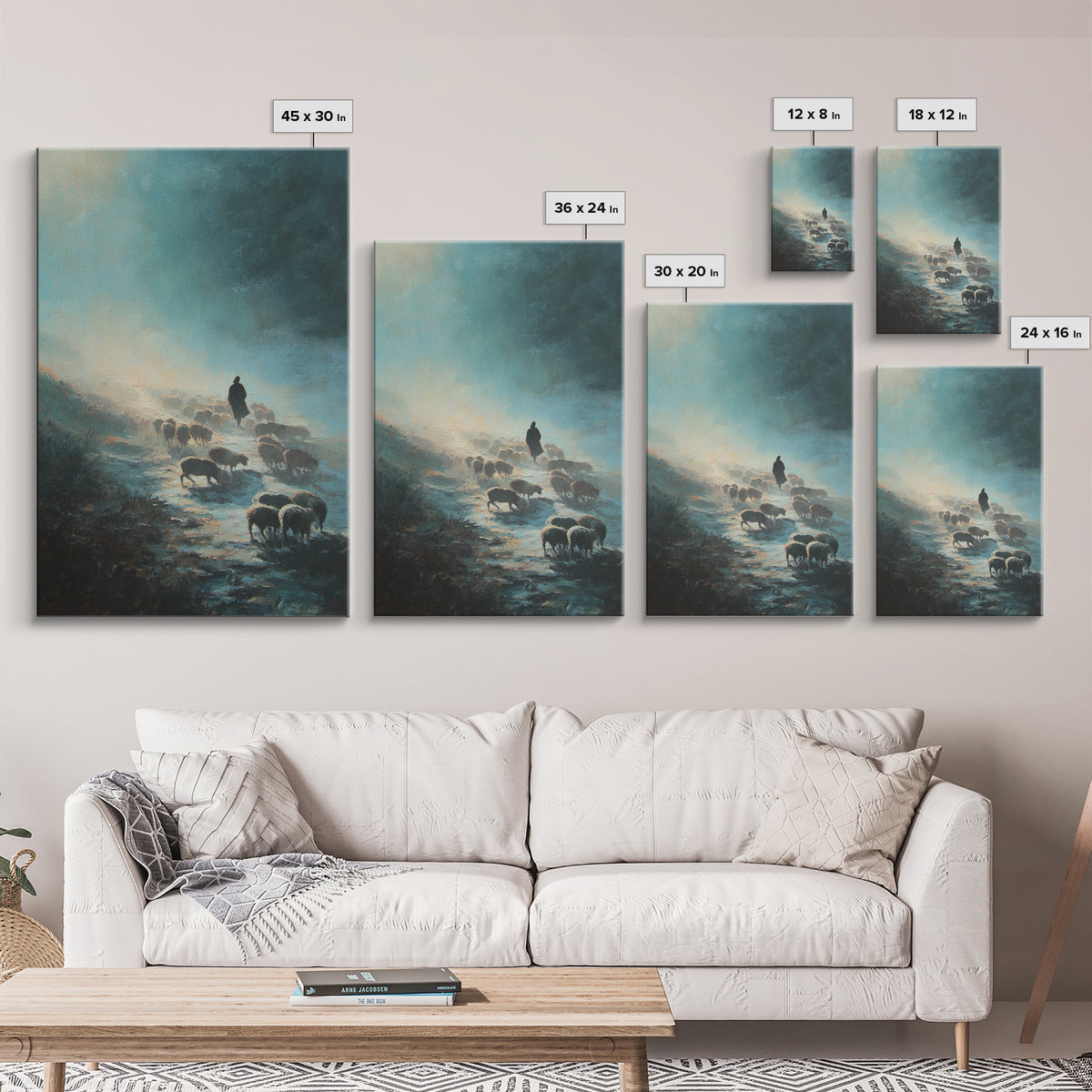 Soft Pasture Journey – Framed Canvas Print – Christian Wall Art – Christian Art Canvas – Pastoral Scenery – Subtle Christian Art