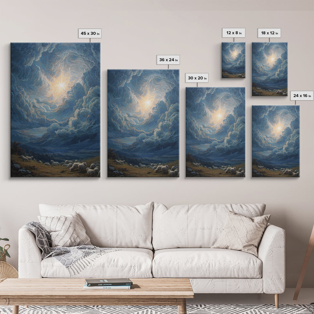 Starry Glory Sky | Framed Canvas Print | Christian Wall Art | Christmas Art | Christian Art Canvas | Christian Christmas Art