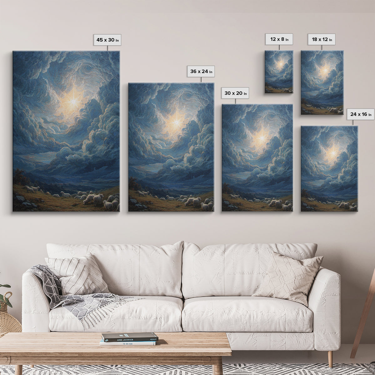 Starry Glory Sky | Framed Canvas Print | Christian Wall Art | Christmas Art | Christian Art Canvas | Christian Christmas Art