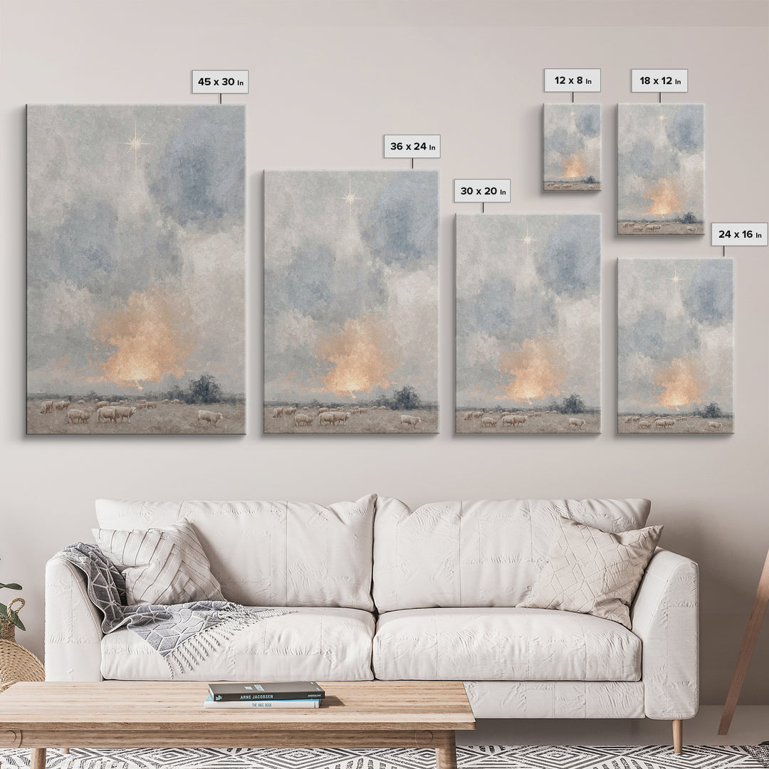 Dawn Star Wonder – Framed Canvas Print – Christmas Art – Christian Wall Art – Christian Art Canvas – Subtle Christian Art
