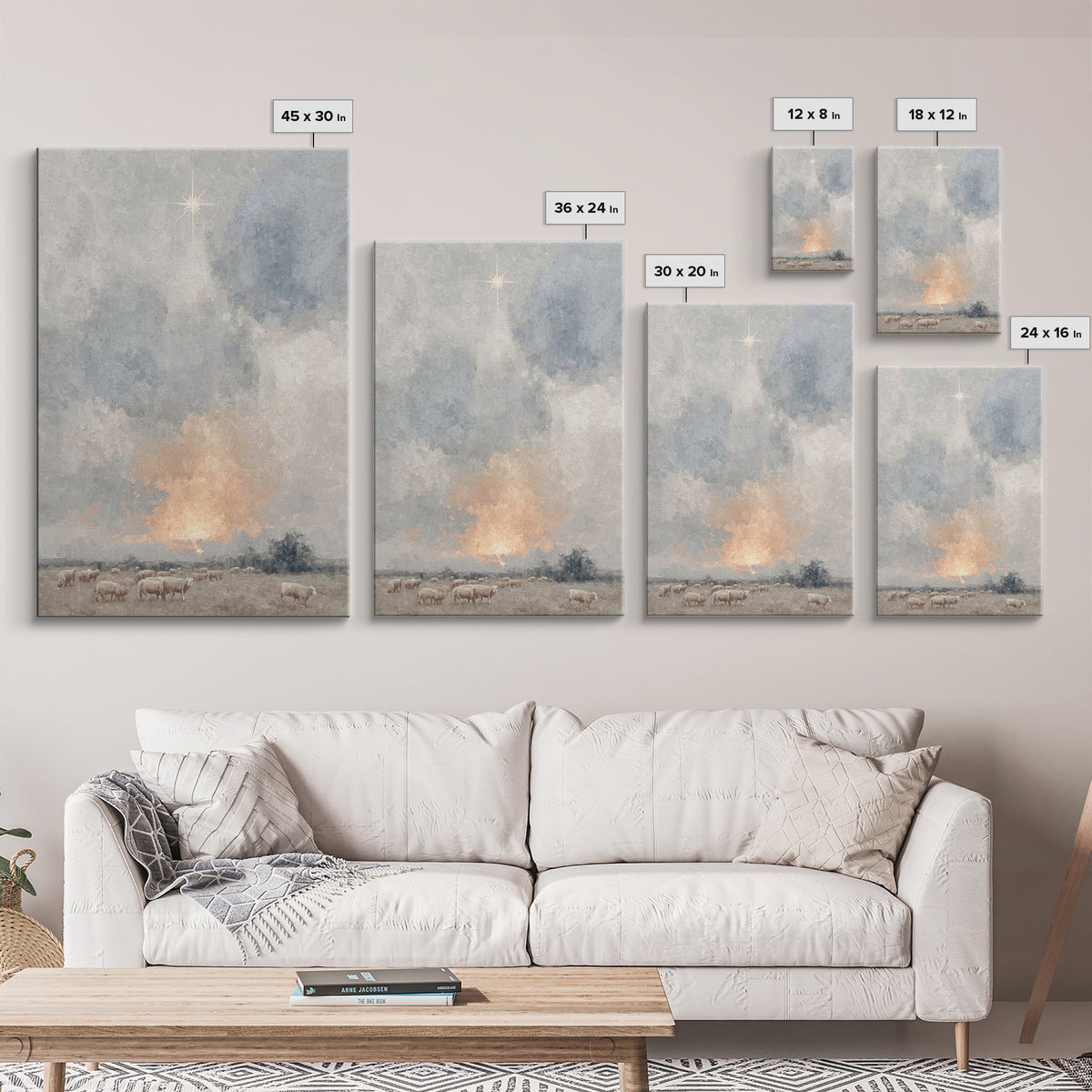Dawn Star Wonder – Framed Canvas Print – Christmas Art – Christian Wall Art – Christian Art Canvas – Subtle Christian Art
