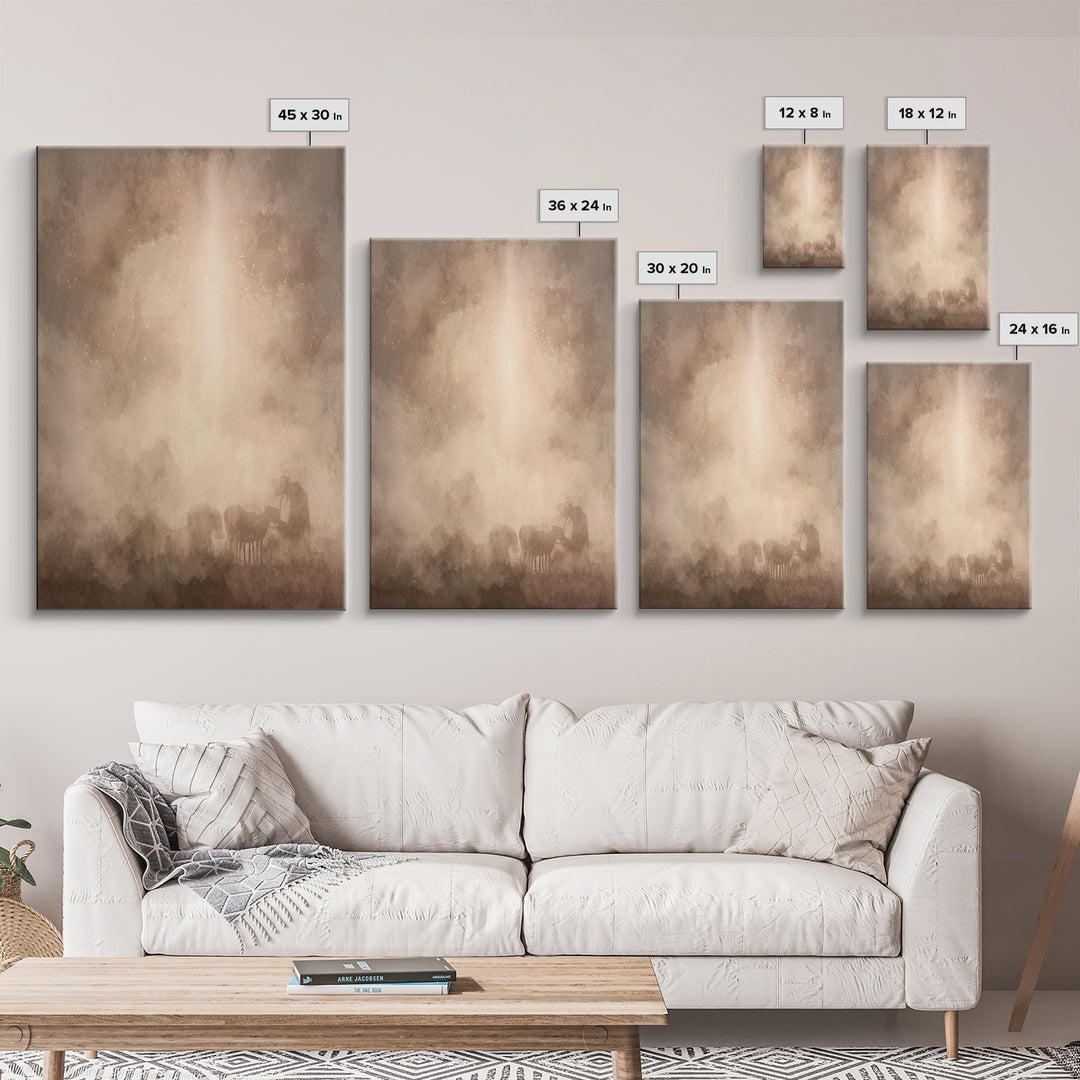 Silent Night Haze – Framed Canvas Print – Christian Art Canvas – Christian Wall Art – Moody Christian Art – Subtle Christian Art