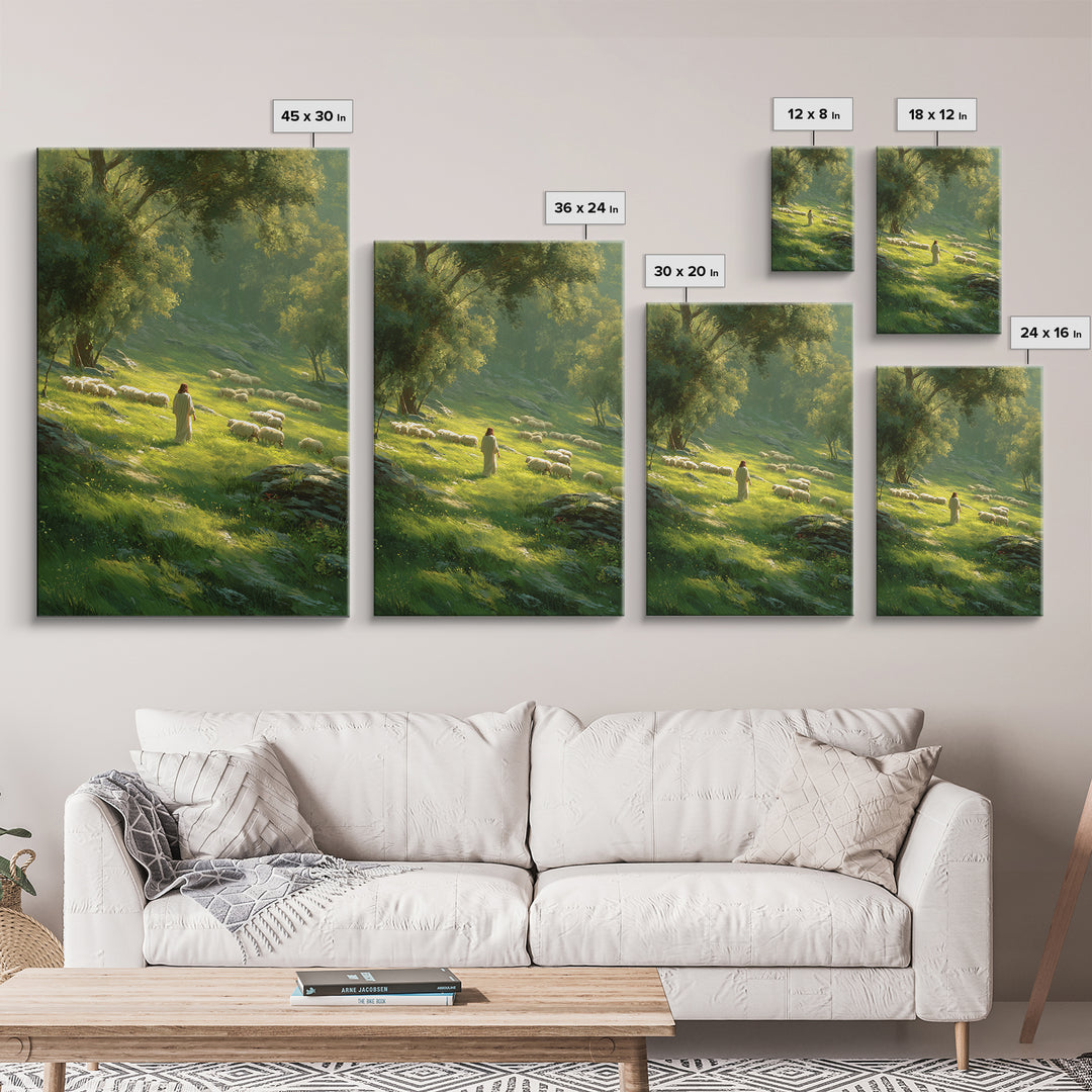 Gentle Shepherd’s Path – Framed Canvas Print – Christian Wall Art – Jesus Painting – Christian Art Canvas – Large Christian Painting – Chri