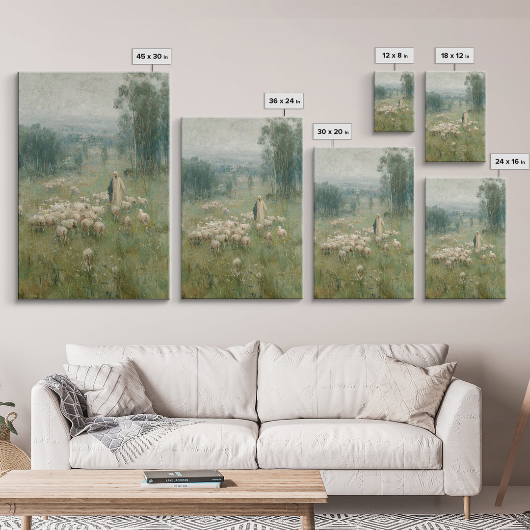 Pasture Of Hope – Framed Canvas Print – Christian Wall Art – Vintage Christian Art – Christian Art Canvas – Jesus Painting – Subtle Christi