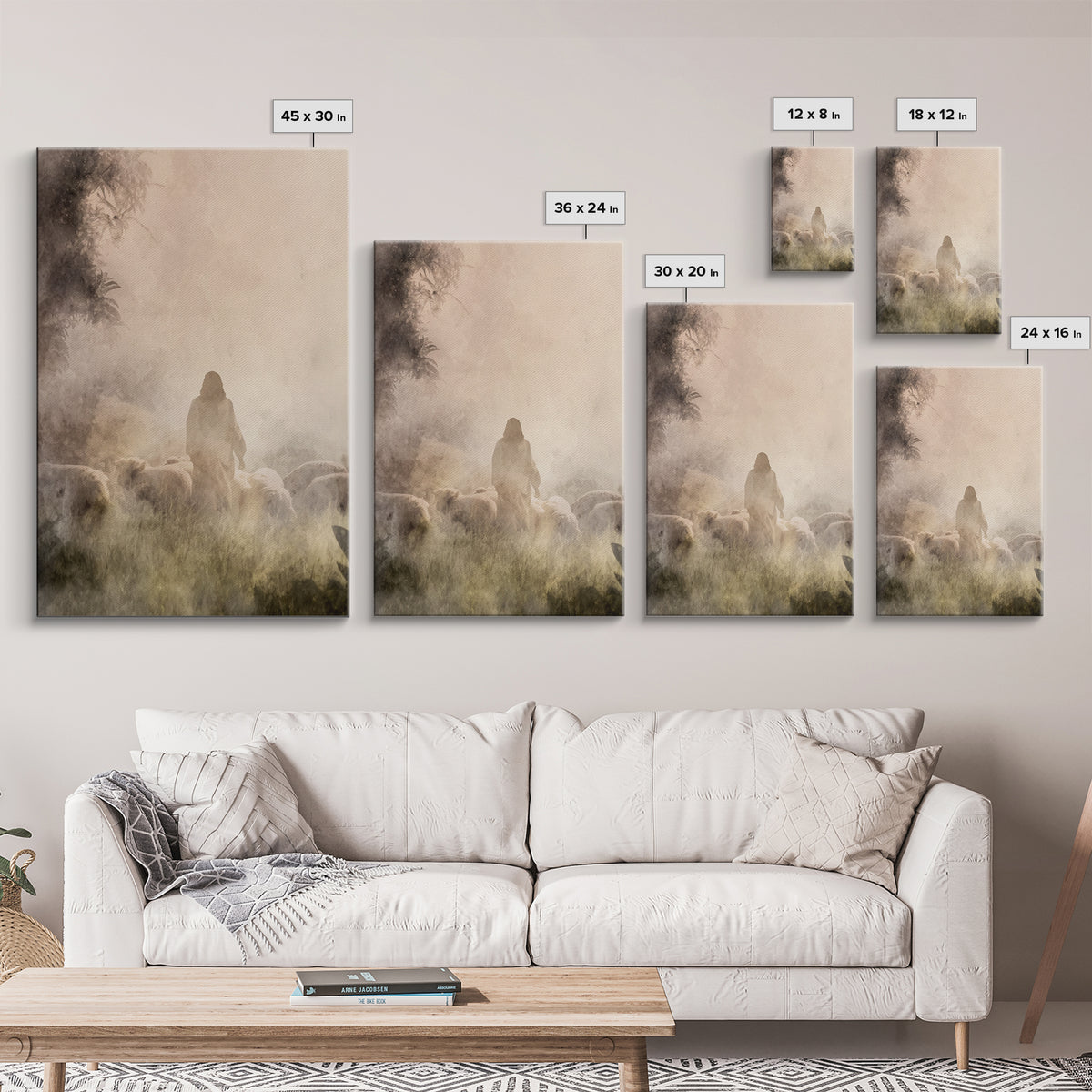 Shepherd In Light – Framed Canvas Print – Christian Wall Art – Christian Art Canvas – Moody Christian Art – Jesus Painting – Christian Gift