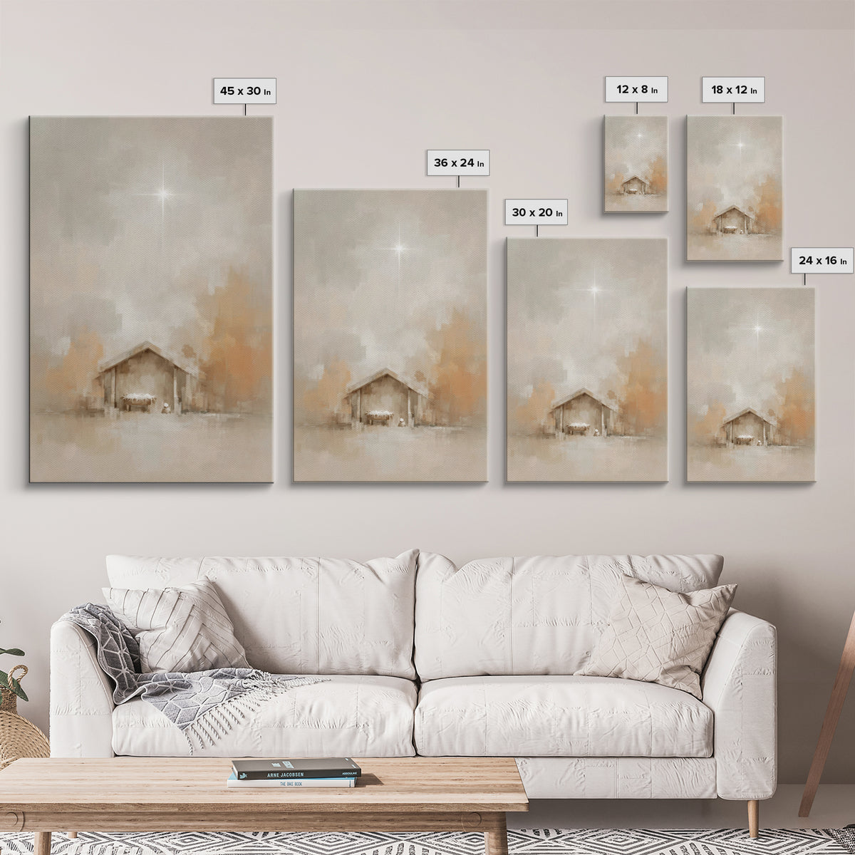 Manger Light – Framed Canvas Print – Christian Wall Art – Christian Christmas Art – Jesus Painting – Christmas Art Prints