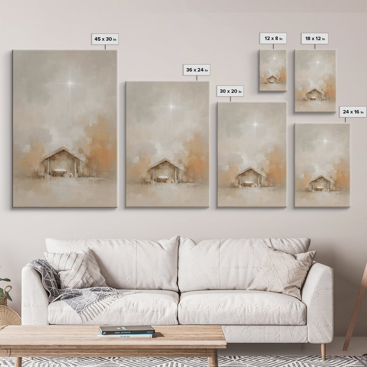 Manger Light – Framed Canvas Print – Christian Wall Art – Christian Christmas Art – Jesus Painting – Christmas Art Prints